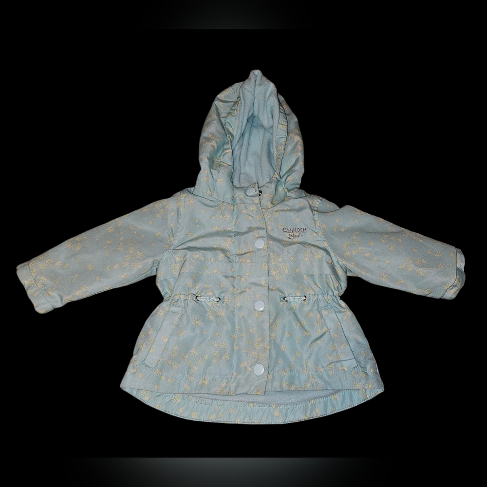OshKosh B'gosh Light Blue Floral Raincoat 12 mo
